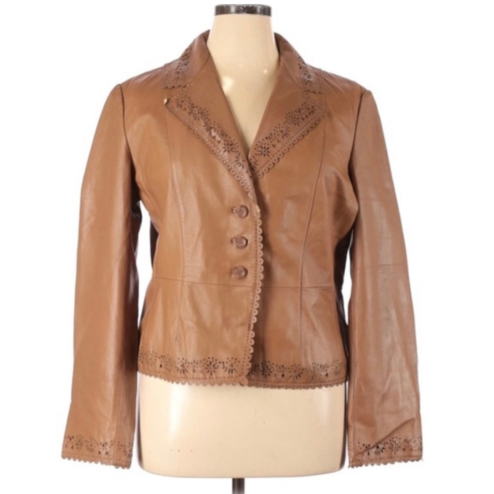 WILSONS LEATHER L floral cutout  Leather jacket